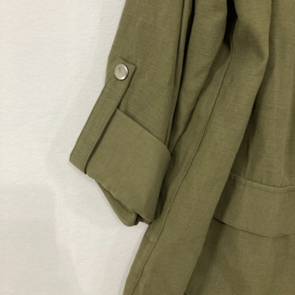 New Nine West size XL Green Olive Soft Comfy Rolled Sleeve Full Zip Jacket - Picture 3 of 11